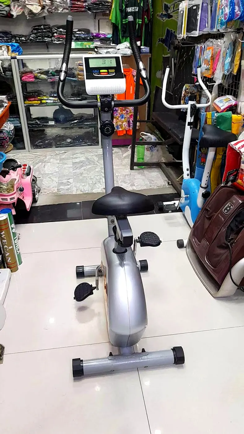 An upright exercise bike in the shop